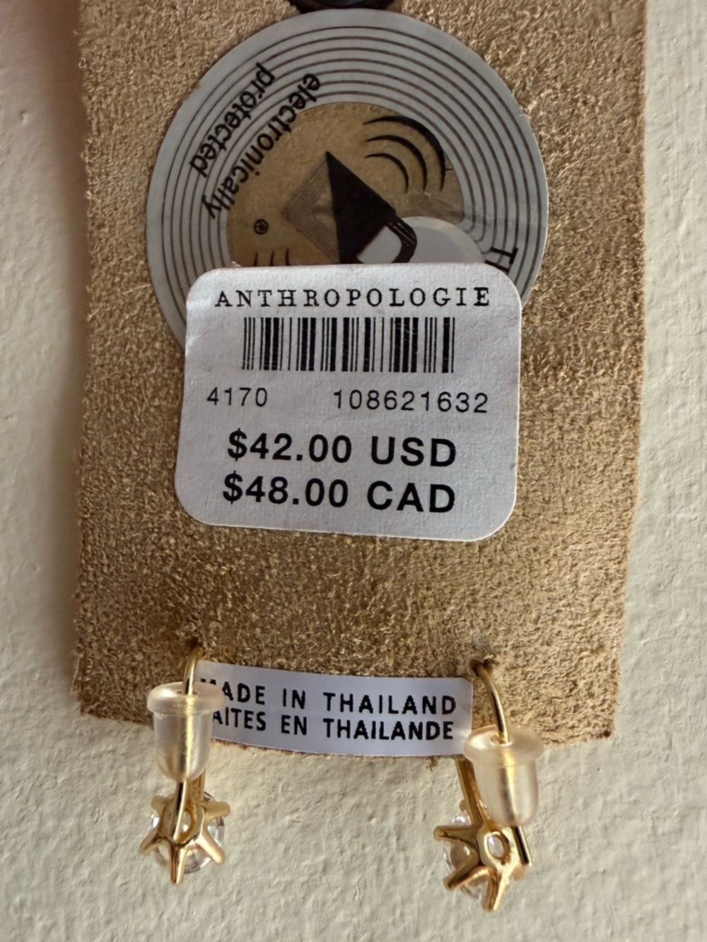 Anthropologie Crystal French Hook Earrings NWT Elegant Gold Drop - Picture 4 of 5